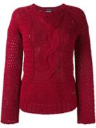 Woolrich Cable Knit Jumper, Women's, Size: Medium, Red, Acrylic/alpaca/virgin Wool