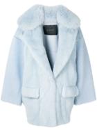 Blancha Oversized Collar Coat - Blue