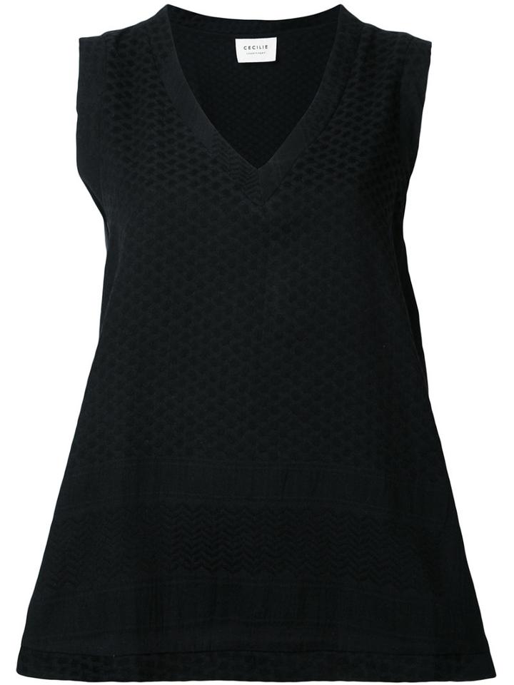 Cecilie Copenhagen - V-neck Tank Top - Women - Cotton - One Size, Black, Cotton