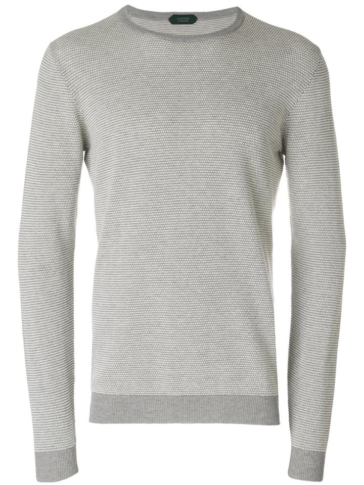 Zanone Striped Crew Neck Sweater - Grey