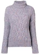 Ymc Speckled Chunky Knit Jumper - Blue