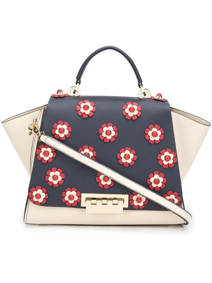 Zac Zac Posen 'eartha Iconic Top Handle' Flower Tote, Women's, Black, Calf Leather