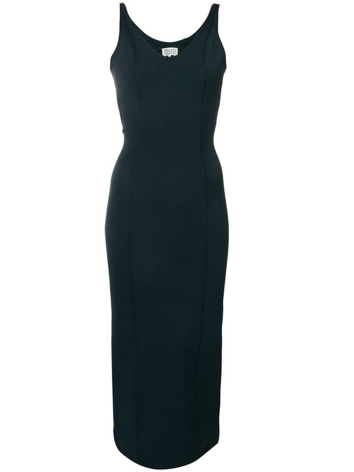 Maison Margiela Minimal Fitted V-neck Dress - Green