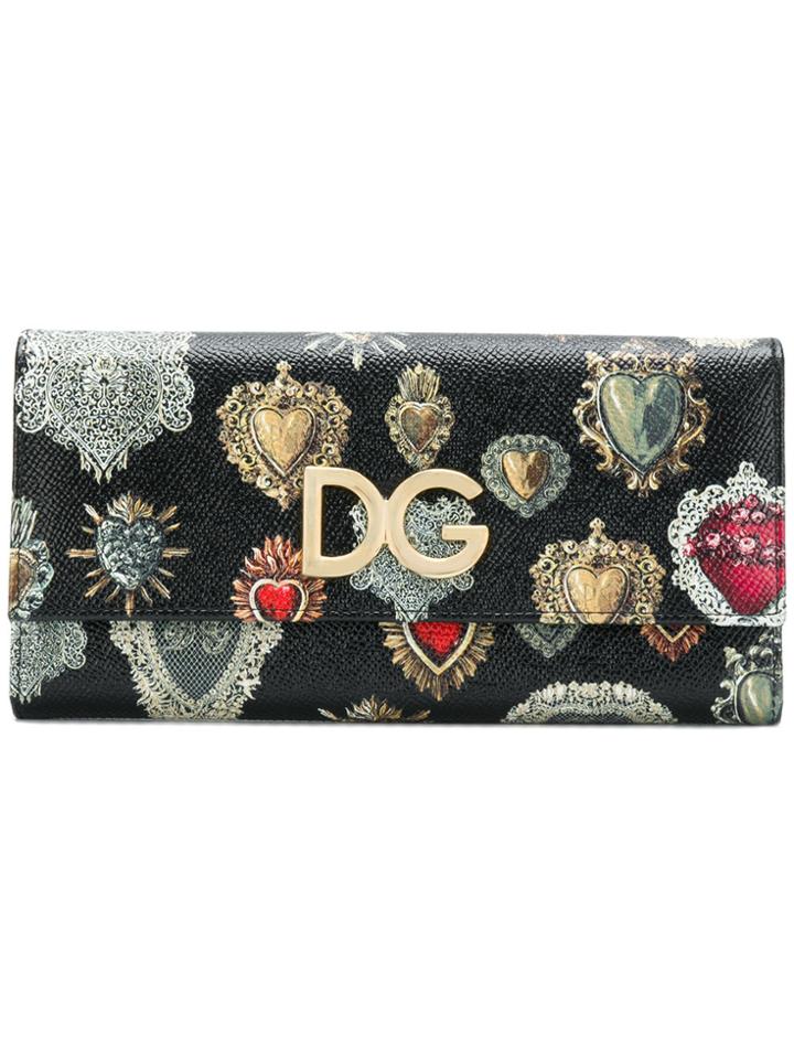 Dolce & Gabbana Printed Foldover Top Wallet - Black