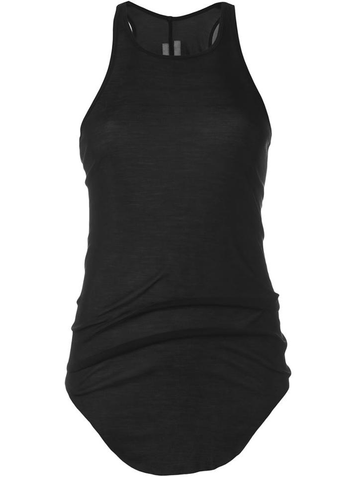 Rick Owens Curved Hem Tank Top, Women's, Size: 44, Black, Silk