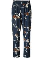 Ganni Floral Trousers, Women's, Size: 38, Blue, Viscose