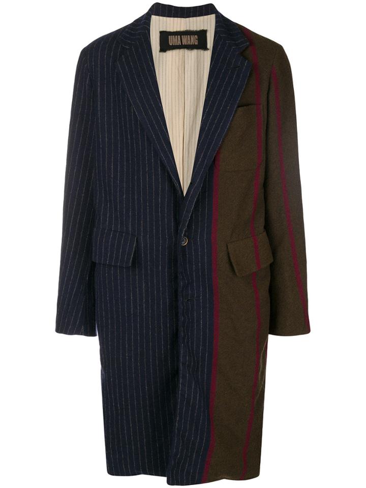 Uma Wang Patchwork-effect Coat - Blue
