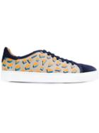 Louis Leeman Stamped Low Top Sneakers, Men's, Size: 44, Blue, Rubber/calf Suede