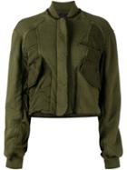 Haider Ackermann Panelled Cropped Bomber, Women's, Size: Medium, Green, Cotton/rayon