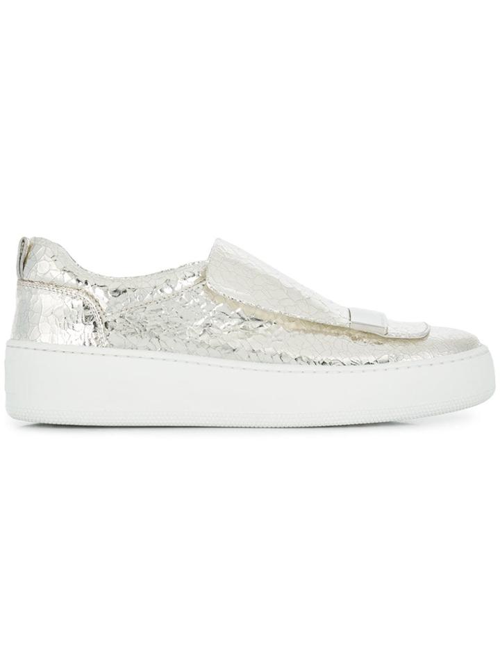 Sergio Rossi Cracked-effect Sneakers - Silver