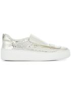 Sergio Rossi Cracked-effect Sneakers - Silver