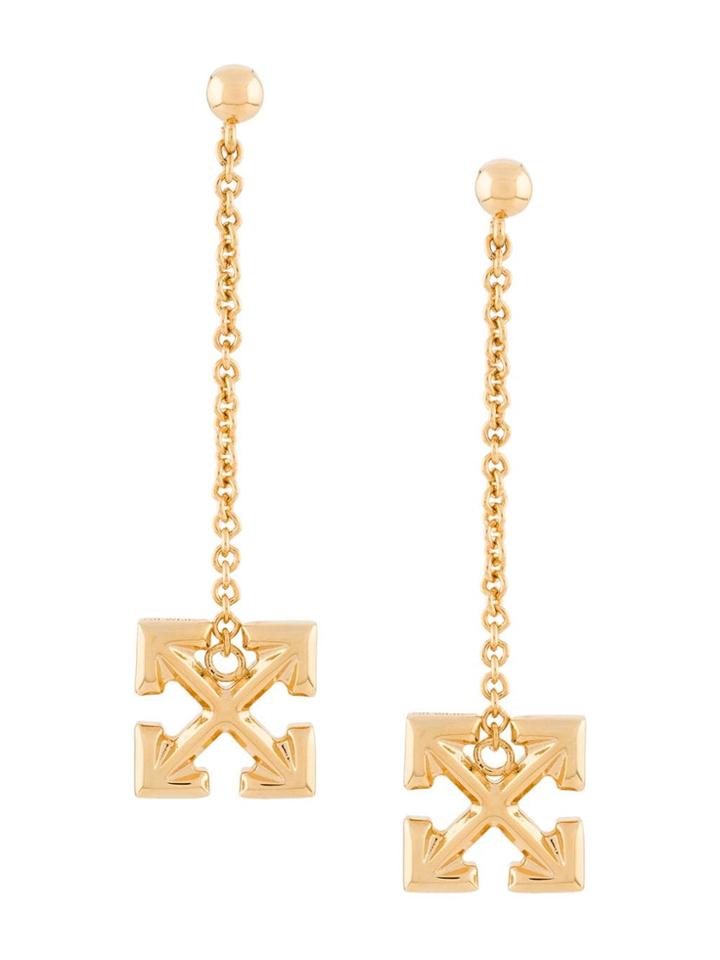 Off-white Logo Drop Chain Earrings - Gold