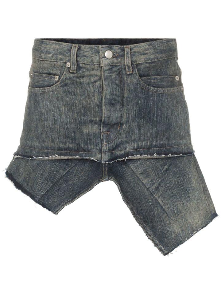 Rick Owens Asymmetric Hem Denim Mini Skirt - Black