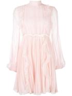 Giambattista Valli Mock Neck Mini Dress, Women's, Size: 40, Pink/purple, Silk/cotton/polyester