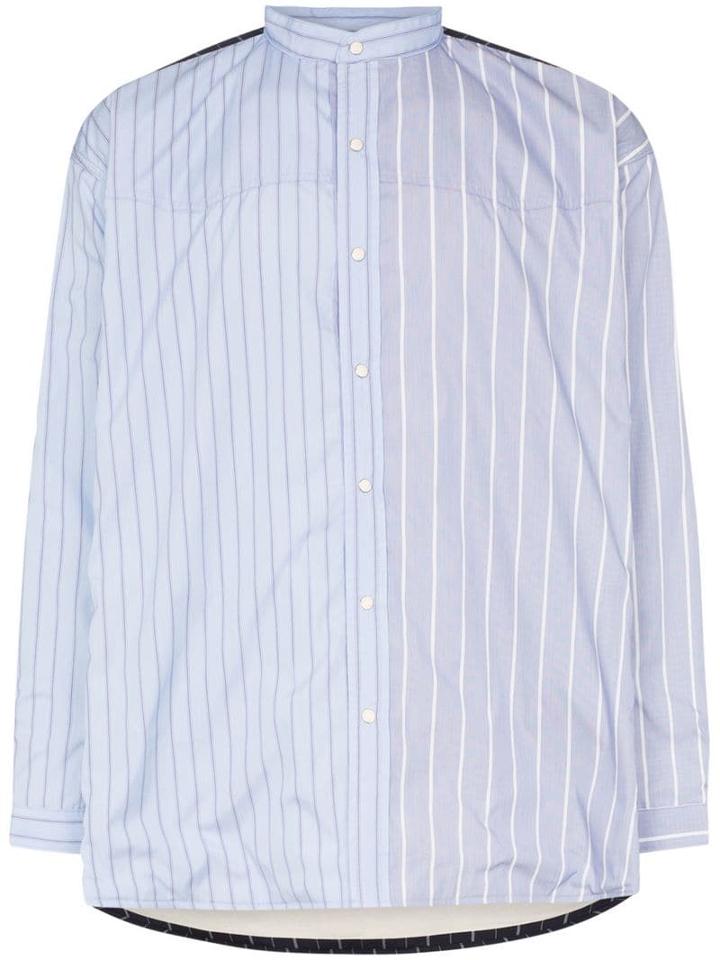 Children Of The Discordance Two Tone Pinstripe Cotton Shirt - Blue
