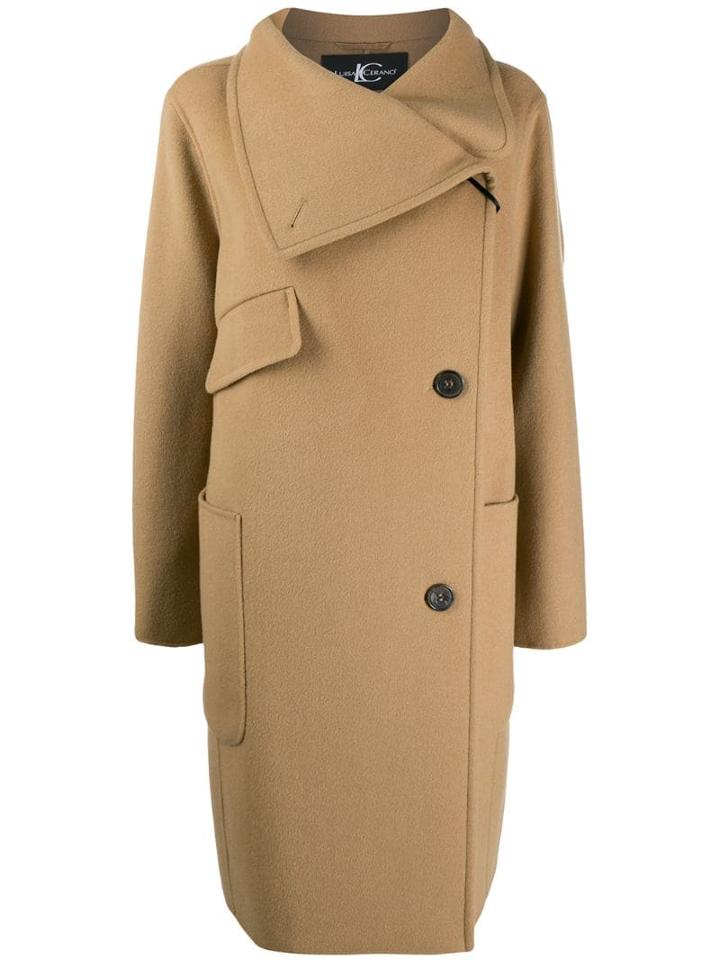 Luisa Cerano Off-centre Fastening Coat - Neutrals