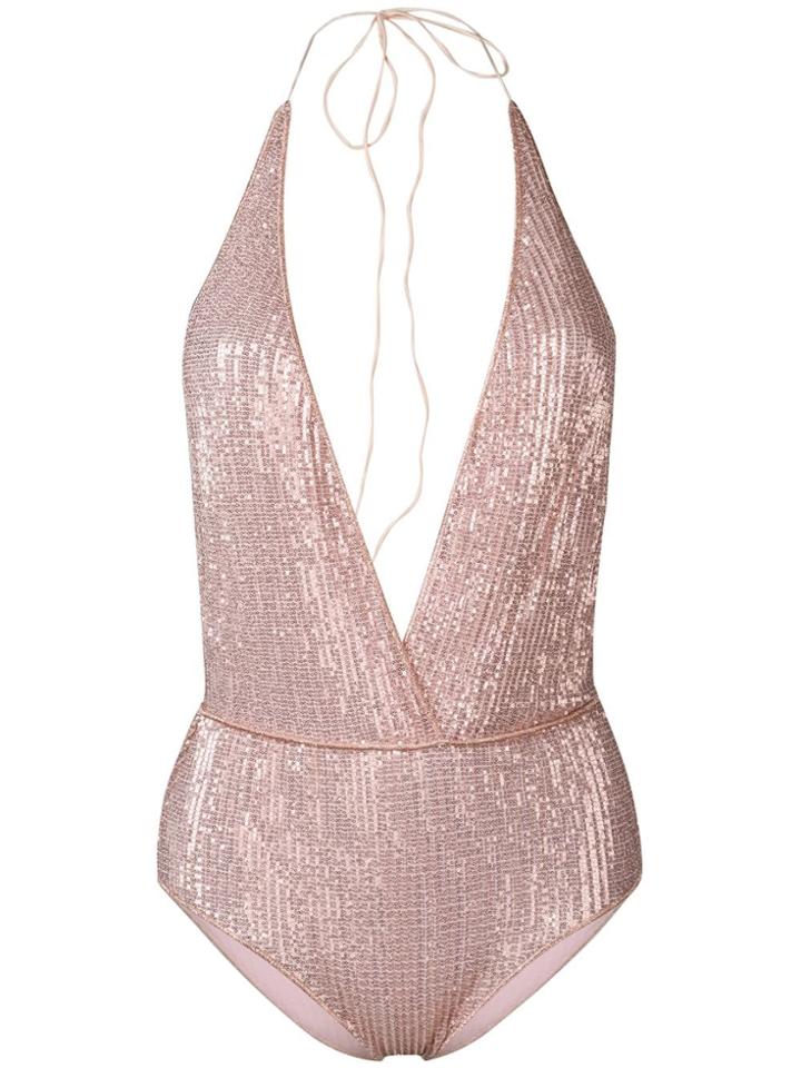 Oseree Pailette Bodysuit - Pink