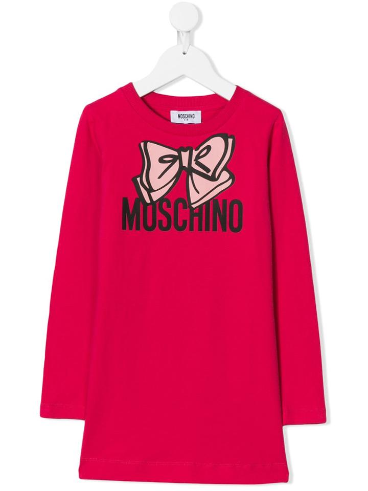 Moschino Kids Teen Bow Logo Maxi T-shirt - Red