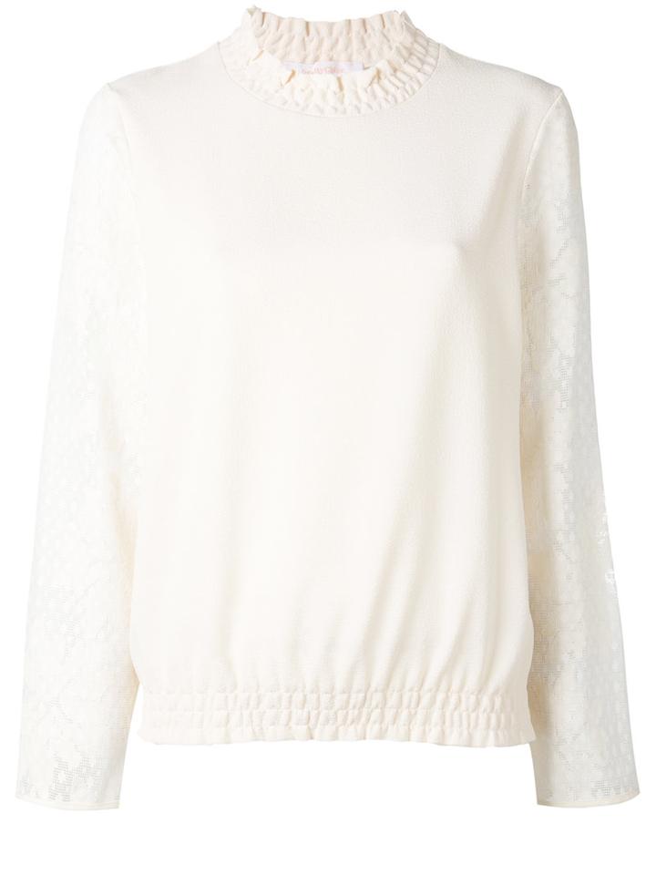 See By Chloé Sleeve Panel Blouse, Women's, Size: 36, Nude/neutrals, Polyester/spandex/elastane