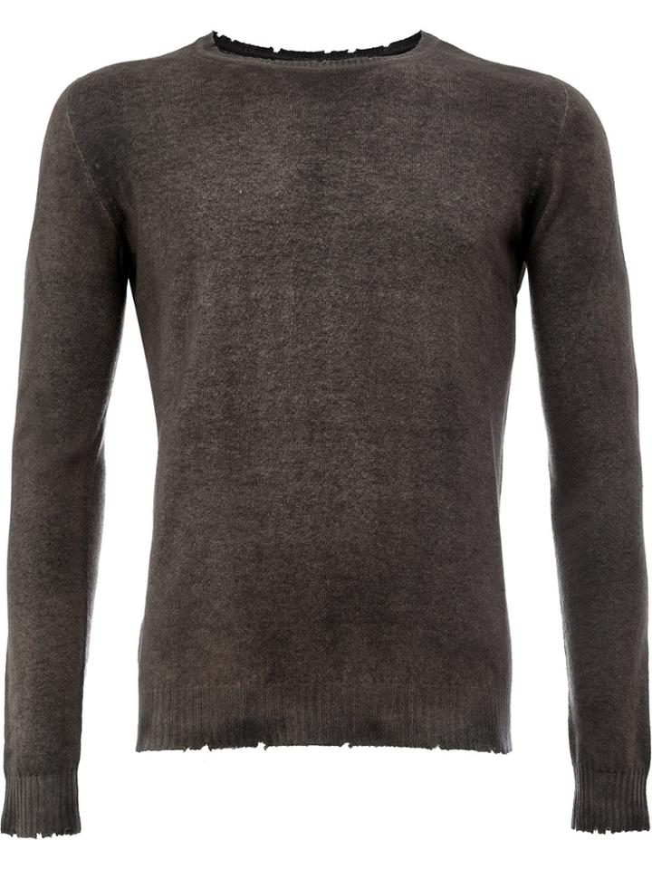 Avant Toi Frayed Slim-fit Jumper - Grey