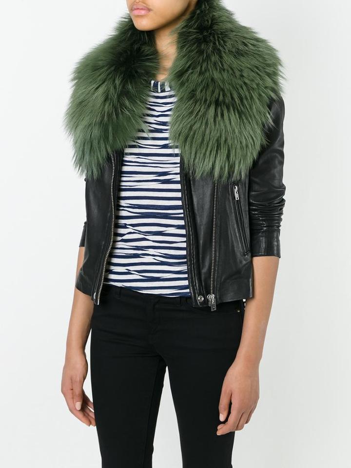 Mr & Mrs Italy Fur Collar, Women's, Green, Racoon Fur