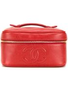 Chanel Vintage Embossed Logo Vanity Case, Red