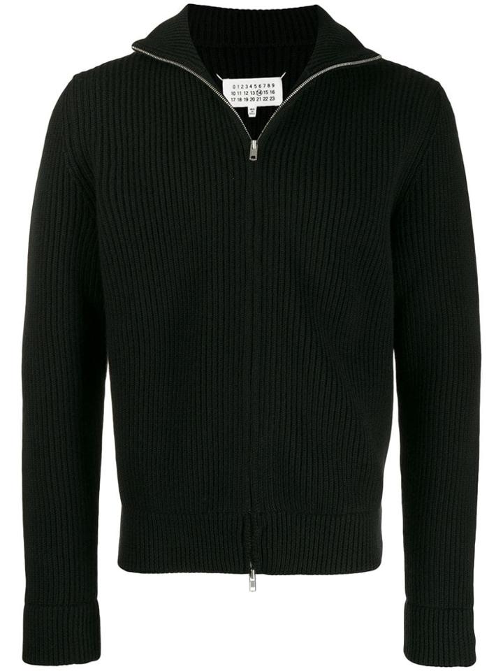 Maison Margiela Zipped Knitted Cardigan - Black