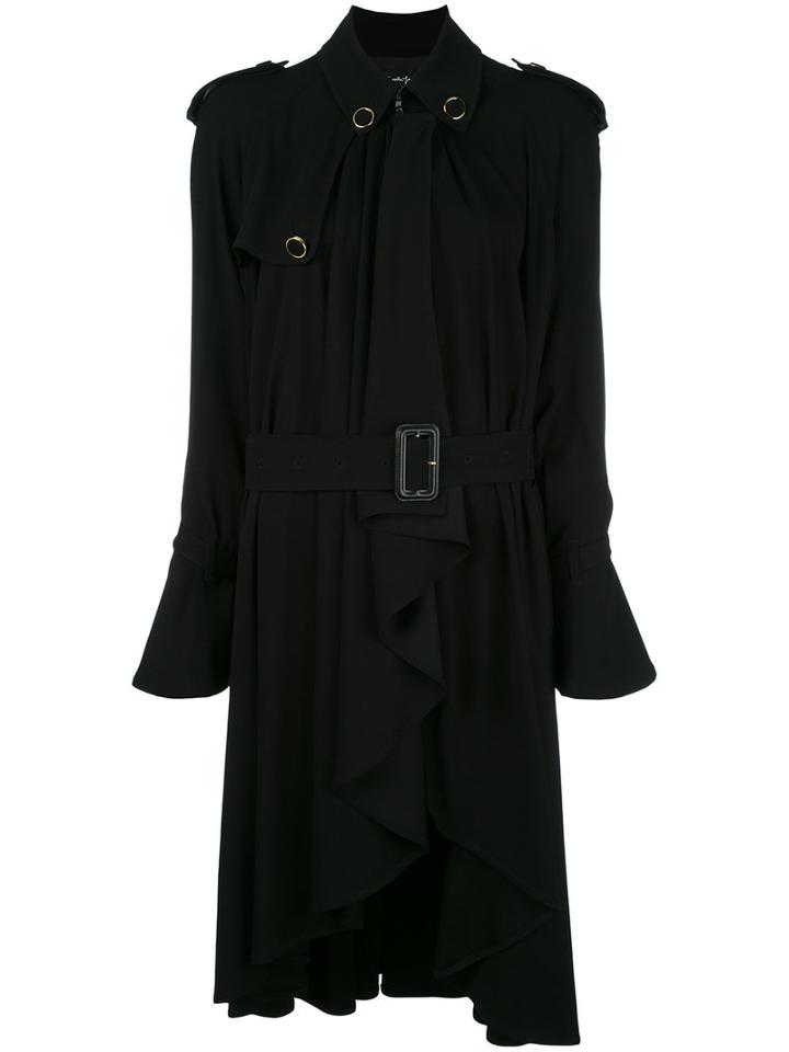 Rossella Jardini Draped Trench Coat, Size: 44, Black, Viscose/spandex/elastane