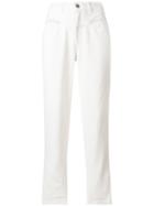 Closed Cropped High Waisted Jeans - White