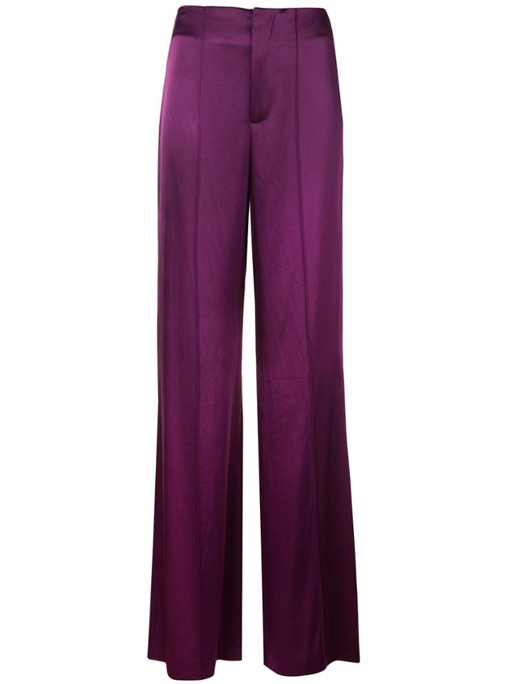 Alice+olivia Dylan Wide-leg Satin Trousers - Purple