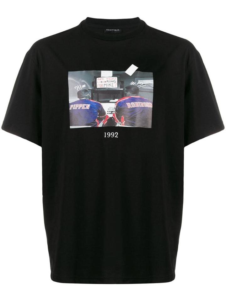 Throwback. Basketball Print T-shirt - Black