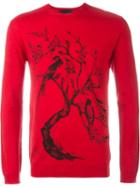 Alexander Mcqueen - Bird And Skull Intarsia Jumper - Men - Silk/wool - M, Red, Silk/wool