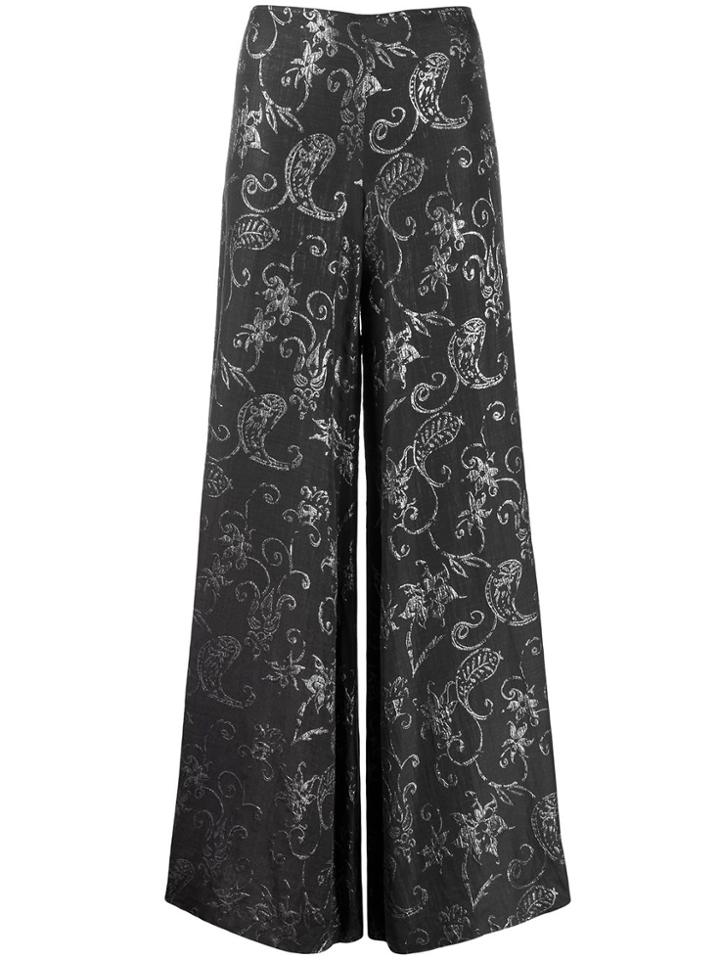 Romeo Gigli Pre-owned 1990s Metallic Paisley Print Wide-legged