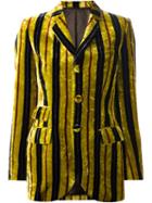 Jean Paul Gaultier Vintage Striped Velvet Jacket, Women's, Size: Small, Yellow/orange