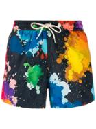 Nos Beachwear Paint Splatter Effect Swim Shorts - Black