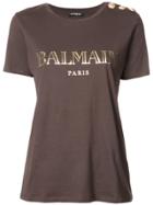 Balmain Logo Print T-shirt - Brown