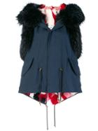 Furs66 Fur Trim Parka Vest - Blue