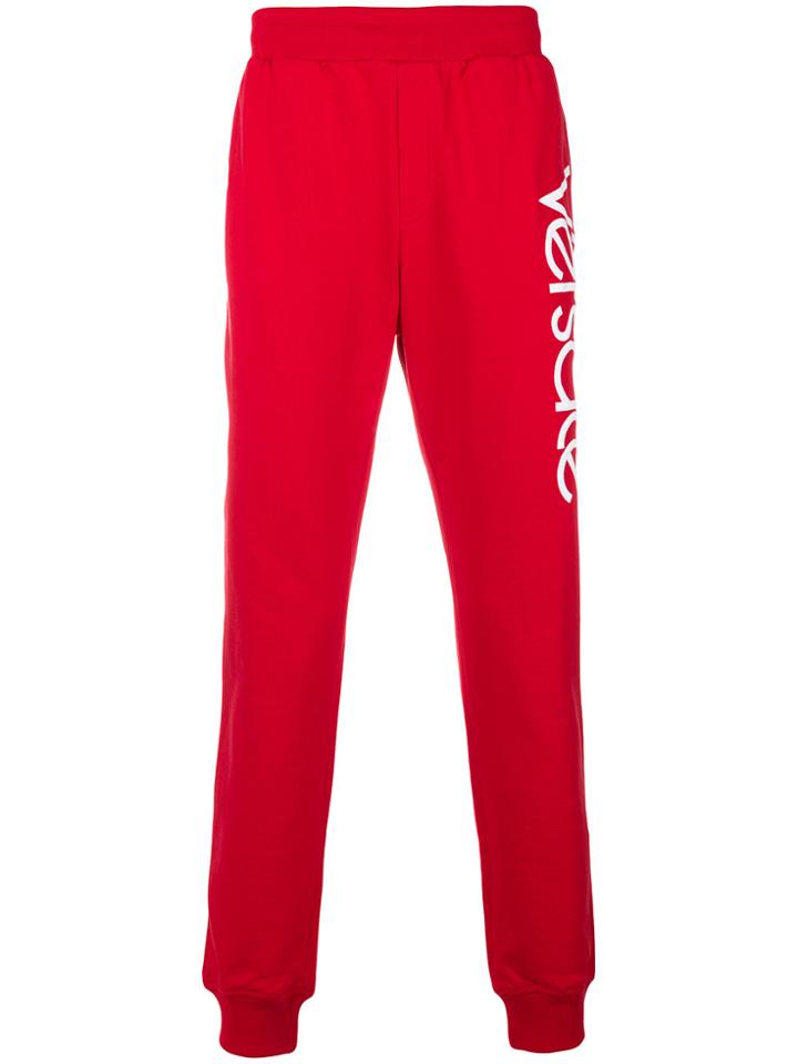 Versace Logo Print Track Pants - Red