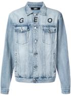 Geo Globe Marble Denim Jacket - Blue