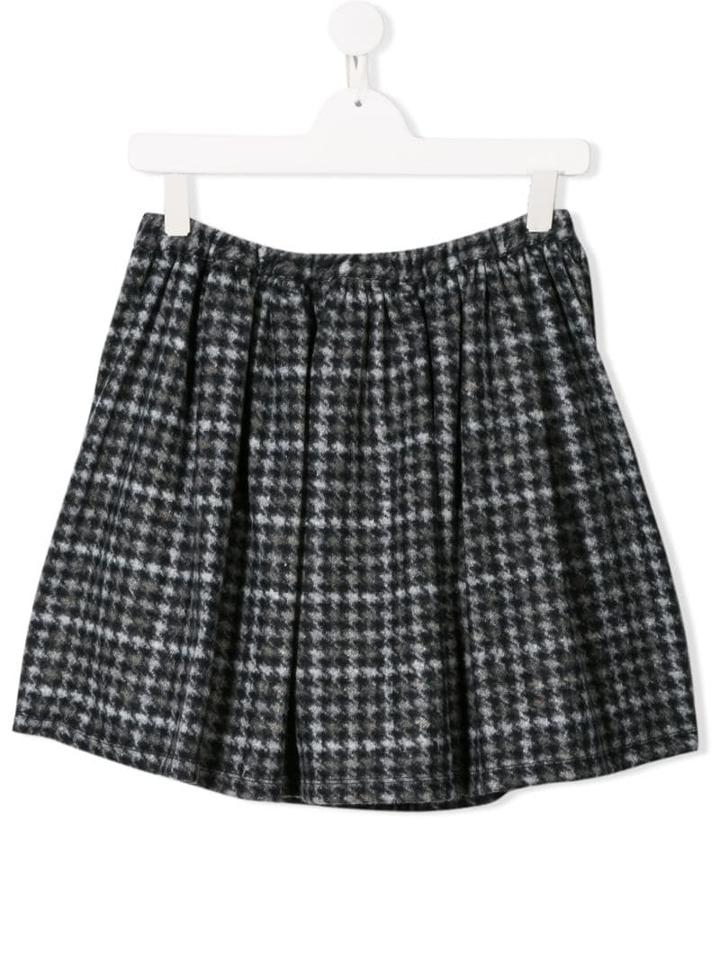 Douuod Kids Teen Houndstooth Pleated Skirt - Blue