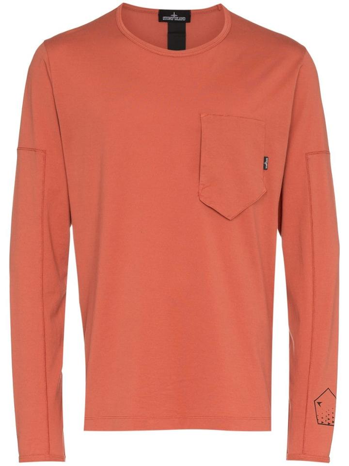 Stone Island Shadow Project S I Ls Tee W Bck Prnt Lght Red - Yellow &