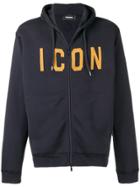 Dsquared2 Icon Slogan Zipped Hoodie - Blue