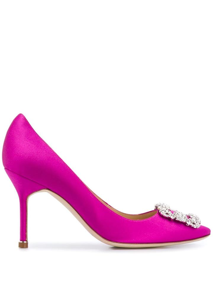 Manolo Blahnik Hangisi Embellished Pumps - Pink