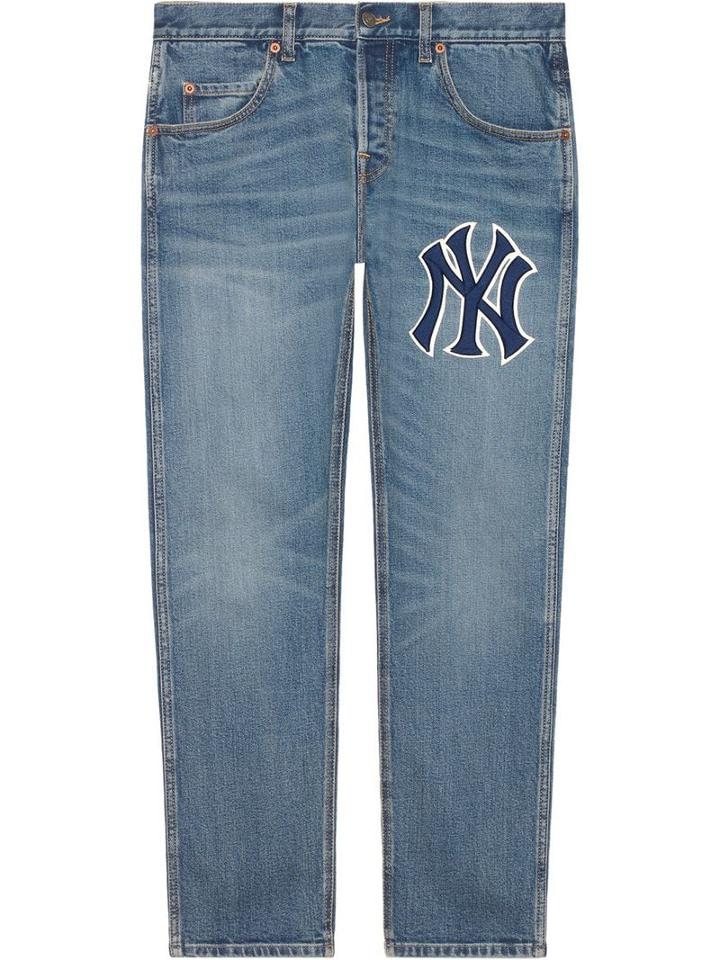 Gucci Tapered Yankees Logo Jeans - Blue