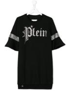 Philipp Plein Junior Teen Logo Studded T-shirt Dress - Black