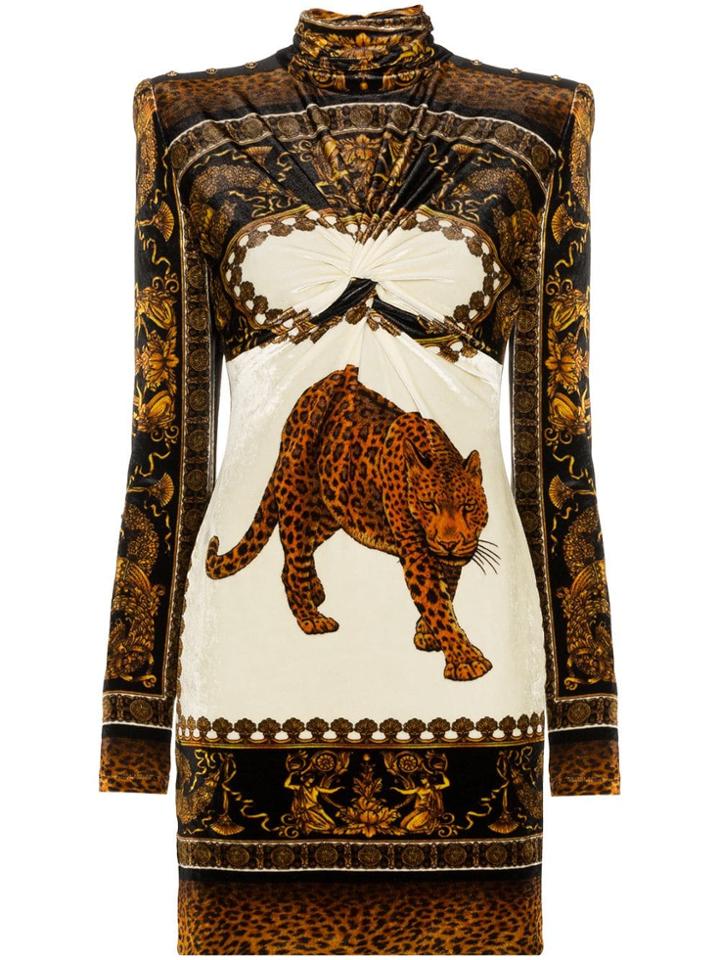 Versace Graphic Print Fitted Mini Dress - Black