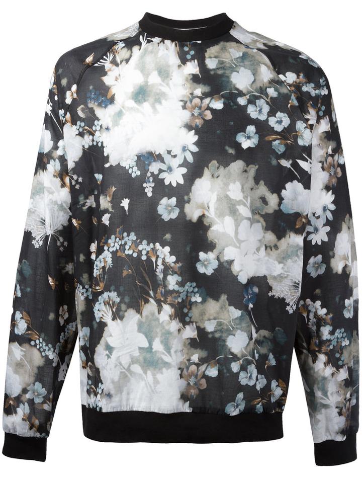 Msgm - Floral Raglan Sweatshirt - Men - Cotton - 46, Black, Cotton