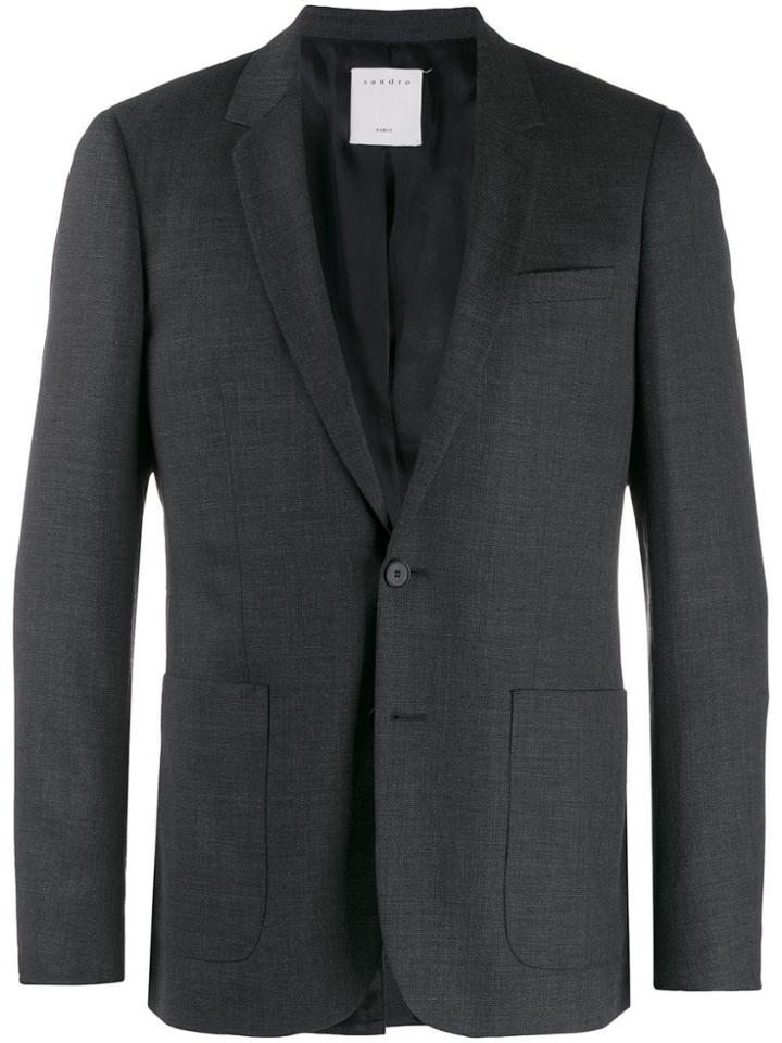 Sandro Paris Classic Wool Blazer - Grey
