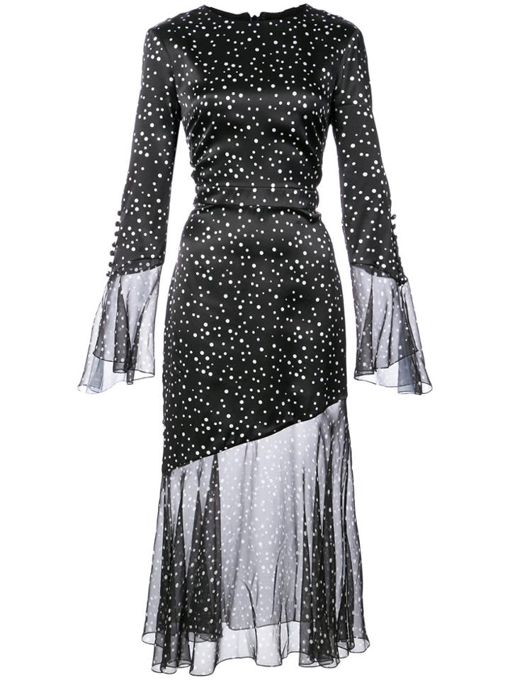 Prabal Gurung Polka Dot Print Asymmetric Hem Dress - Black