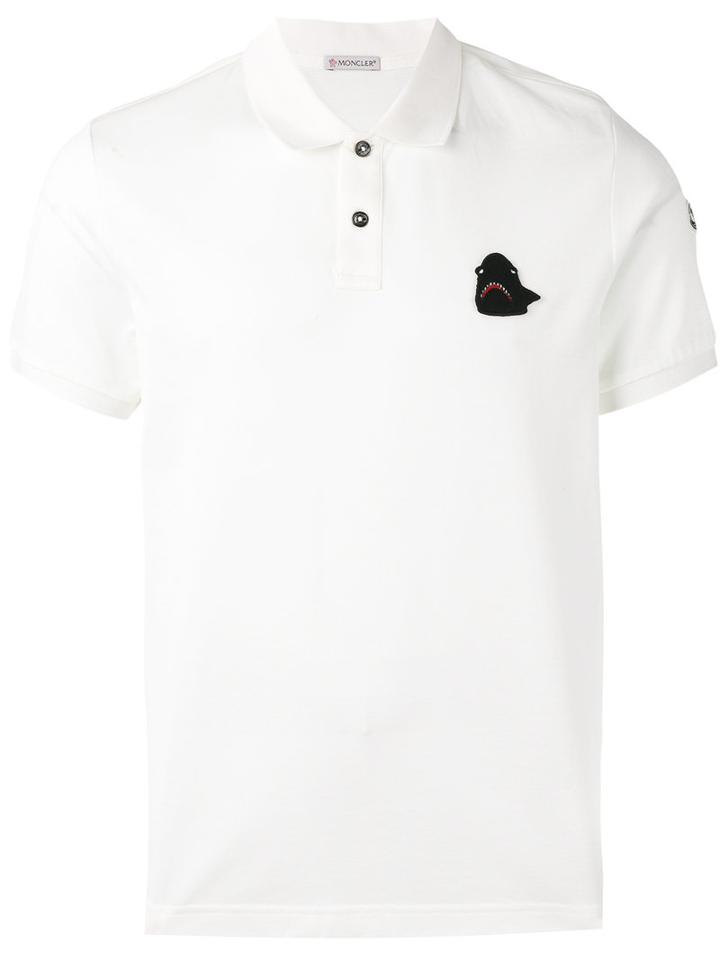 Moncler Shark Detail Polo Shirt, Men's, Size: Large, White, Cotton